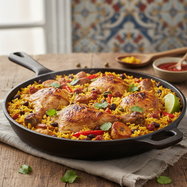 Cuban Comfort Chicken and Rice Bake recipe