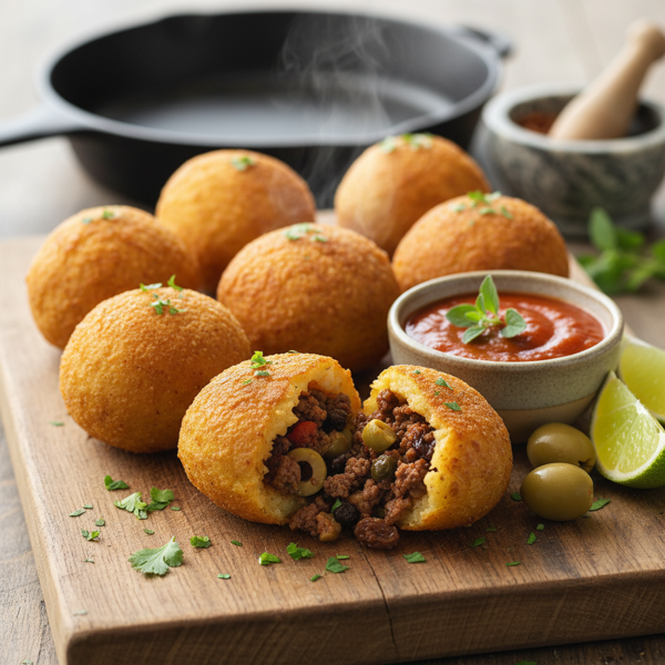 Cuban Picadillo Stuffed Potato Balls recipe