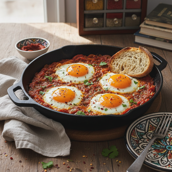 Cumin-Infused Moroccan Style Fried Eggs recipe