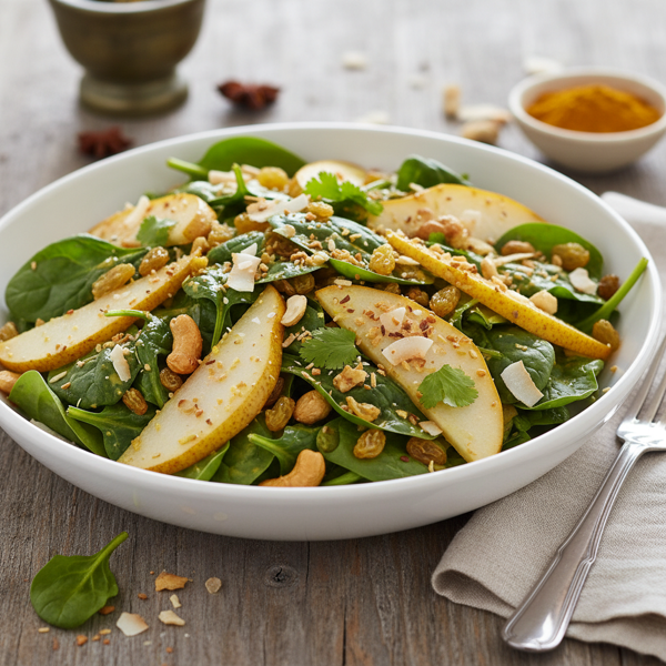 Curried Spinach and Pear Delight Salad recipe