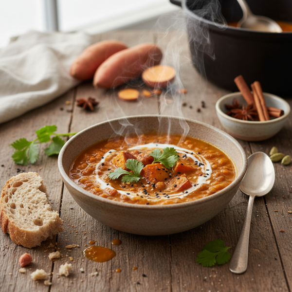 Curried Sweet Potato & Lentil Nourishing Soup recipe