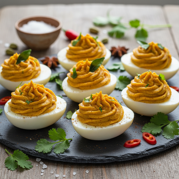 Curry-Infused Deviled Eggs with Fresh Cilantro recipe