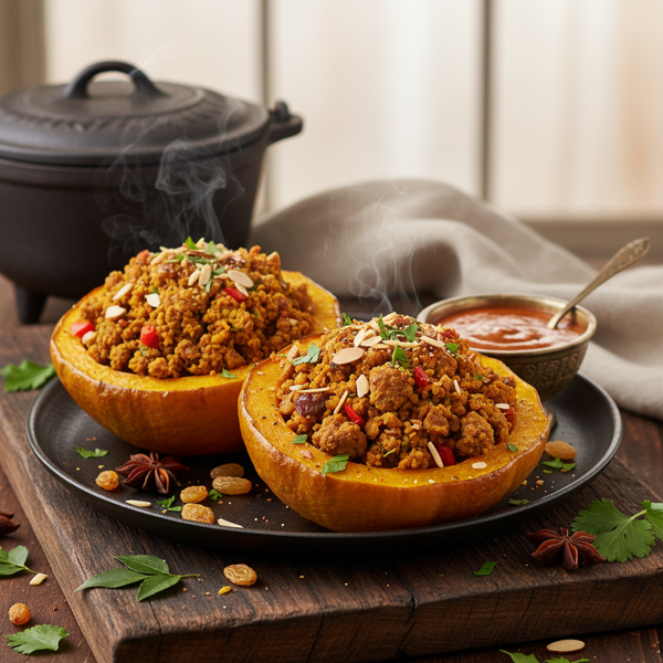Curry-Spiced Lamb-Stuffed Acorn Squash recipe