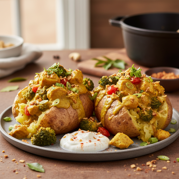 Curry Chicken & Broccoli Loaded Potatoes recipe