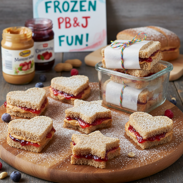 DIY Frozen Peanut Butter and Jelly Sandwiches recipe