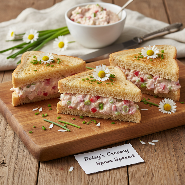 Daisy's Creamy Spam Spread Sandwiches recipe