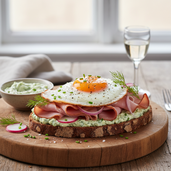 Danish-Style Open-Faced Ham and Egg Delight recipe