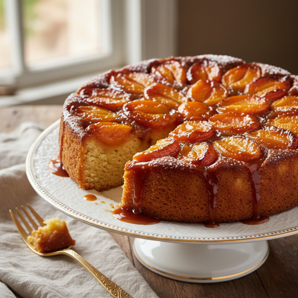 Decadent Apricot Caramel Upside-Down Cake recipe