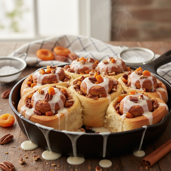 Decadent Apricot Pecan Cinnamon Rolls recipe