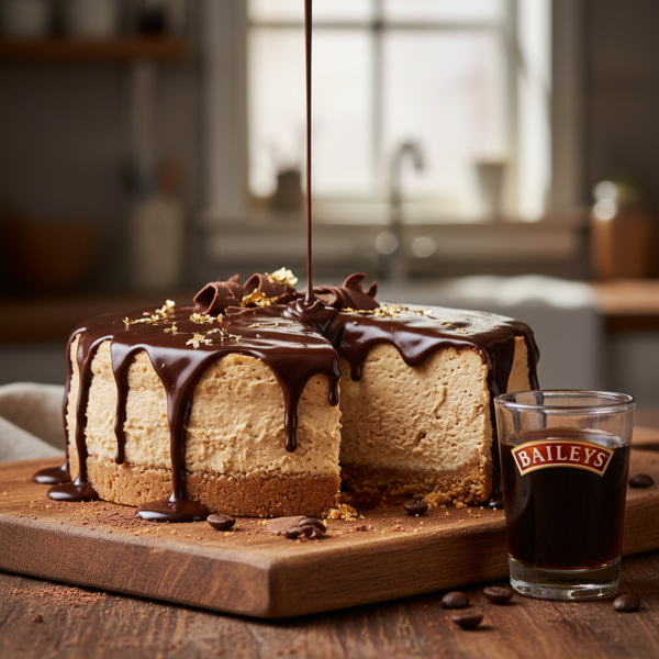 Decadent Bailey's Irish Cream Cheesecake with Chocolate Ganache recipe