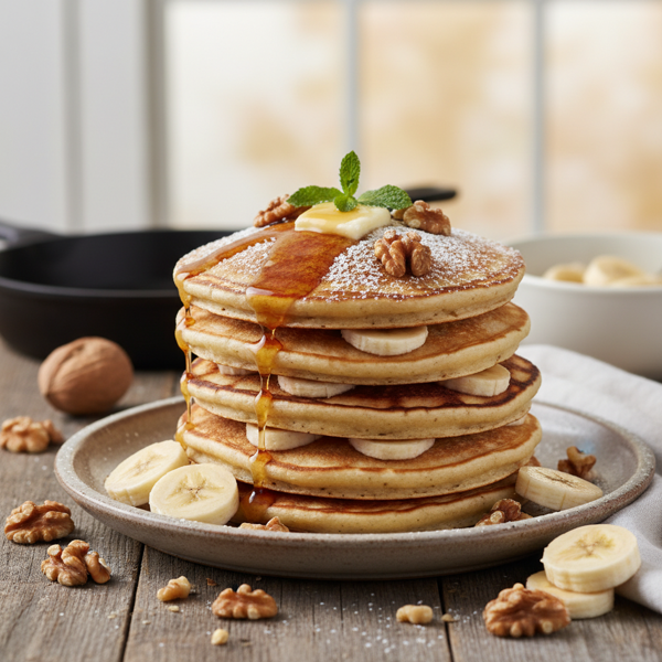 Decadent Banana-Walnut Buttermilk Pancakes recipe