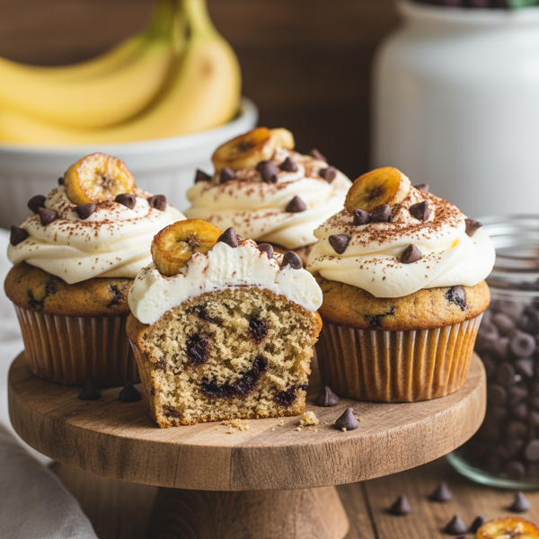 Decadent Banana Chocolate Chip Cupcakes recipe