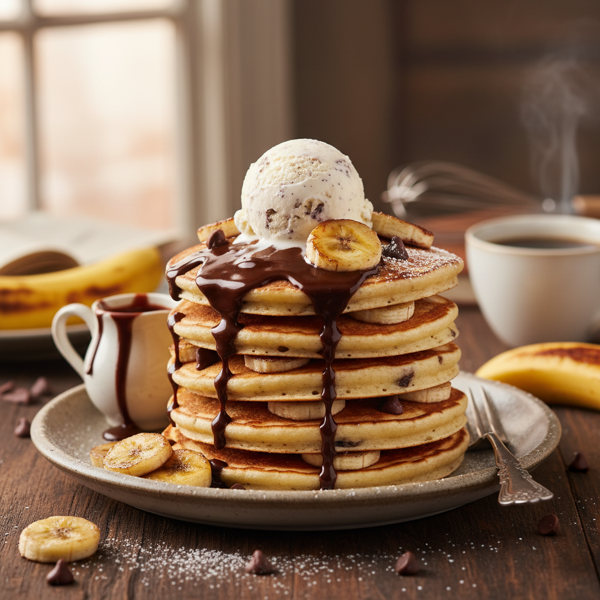 Decadent Banana Chocolate Chip Pancakes for One recipe