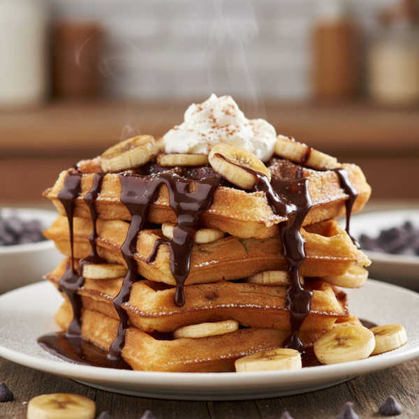 Decadent Banana Chocolate Chip Waffles recipe