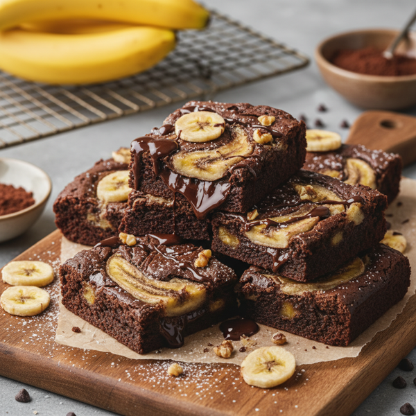 Decadent Banana Cocoa Fudgy Brownies recipe