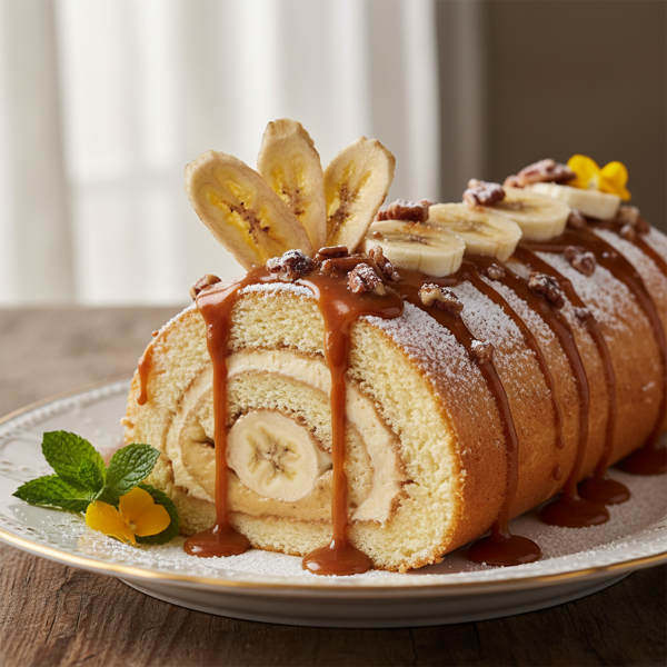 Decadent Banana Cream Cake Roll recipe