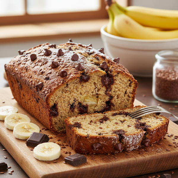 Decadent Banana Flax Chocolate Chip Bread recipe