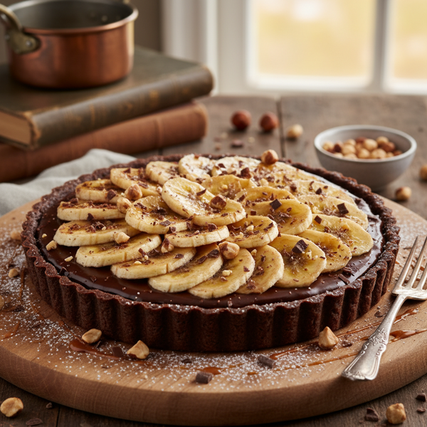 Decadent Banana Hazelnut Chocolate Tart recipe