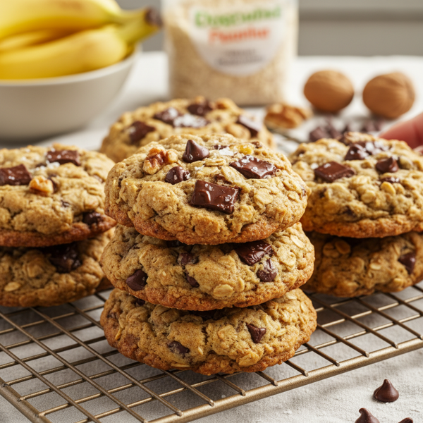 Decadent Banana Oatmeal Chocolate Chip Cookies recipe