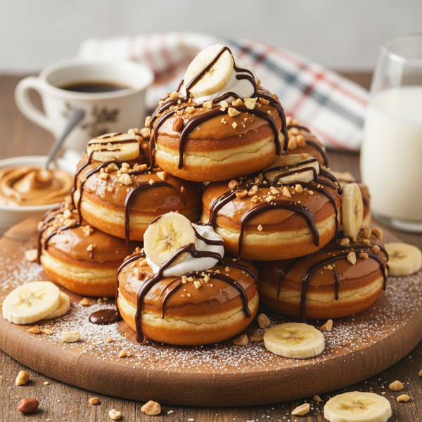 Decadent Banana Peanut Butter Mini Doughnuts recipe