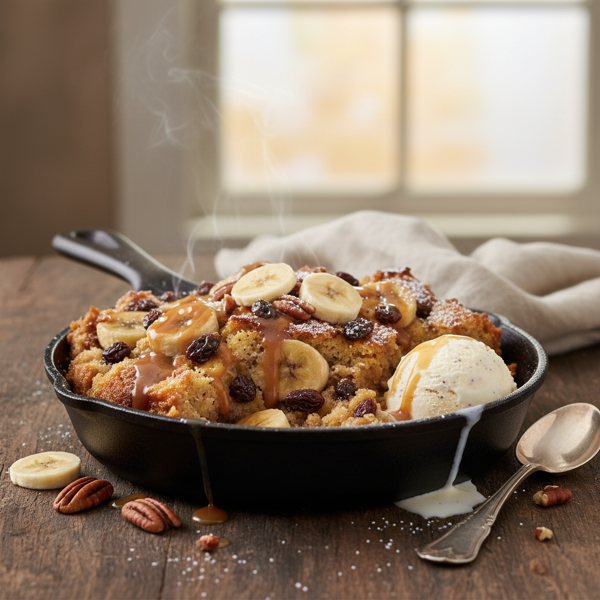 Decadent Banana Raisin Bread Pudding recipe