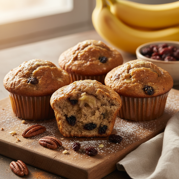 Decadent Banana Raisin Muffins recipe