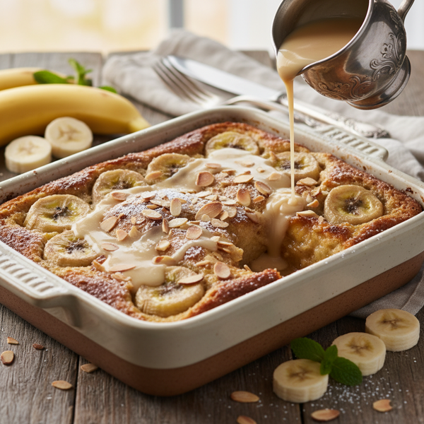 Decadent Banana Rum Crème French Toast Bake recipe