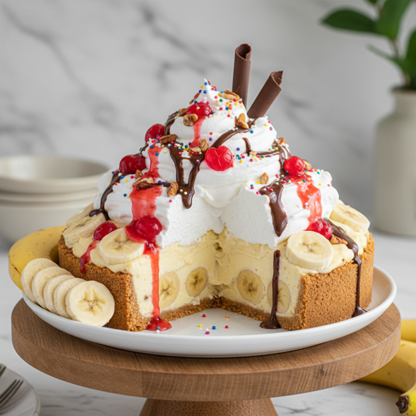 Decadent Banana Split Cream Pies recipe