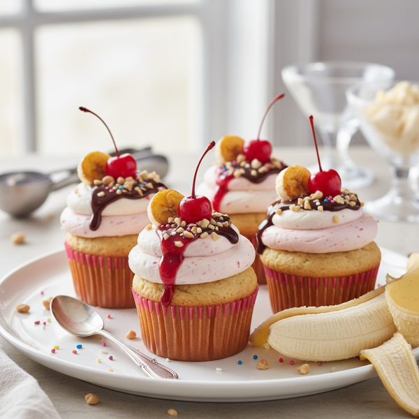 Decadent Banana Split Delight Cupcakes recipe