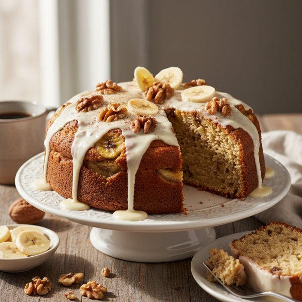 Decadent Banana Walnut Breakfast Cake recipe