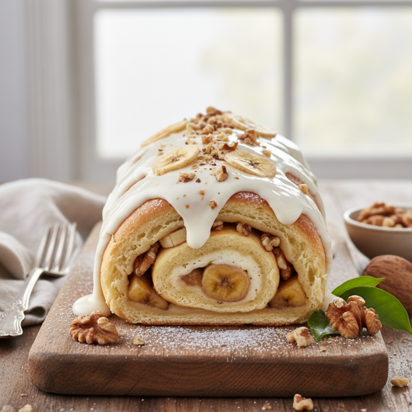 Decadent Banana Walnut Cream Cheese Roll recipe