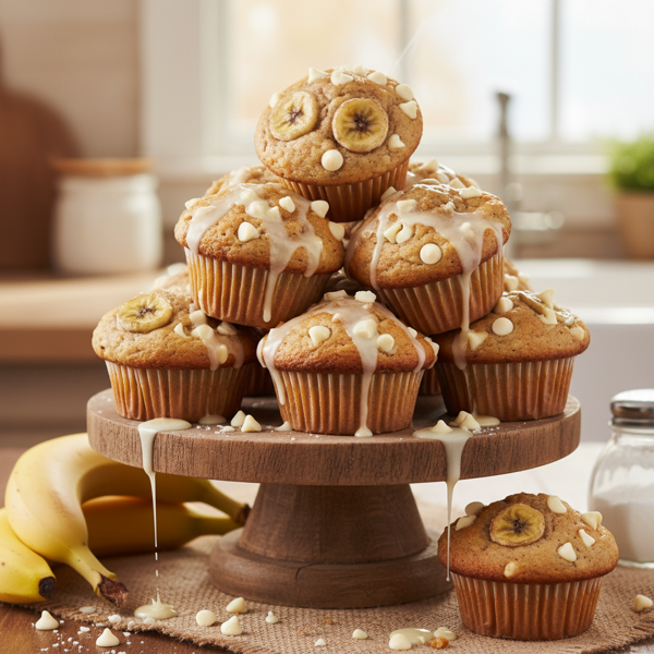 Decadent Banana & White Chocolate Muffins recipe
