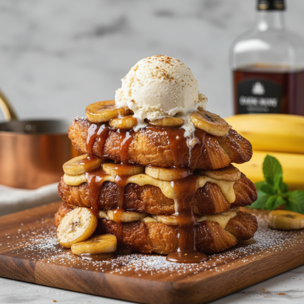 Decadent Bananas Foster Croissant French Toast recipe