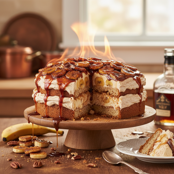 Decadent Bananas Foster Ice Cream Cake recipe