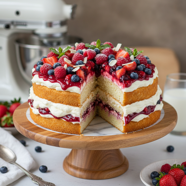 Decadent Berry Cream Cheese Delight Cake recipe