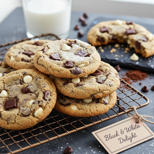 Decadent Black & White Chocolate Chip Cookies recipe