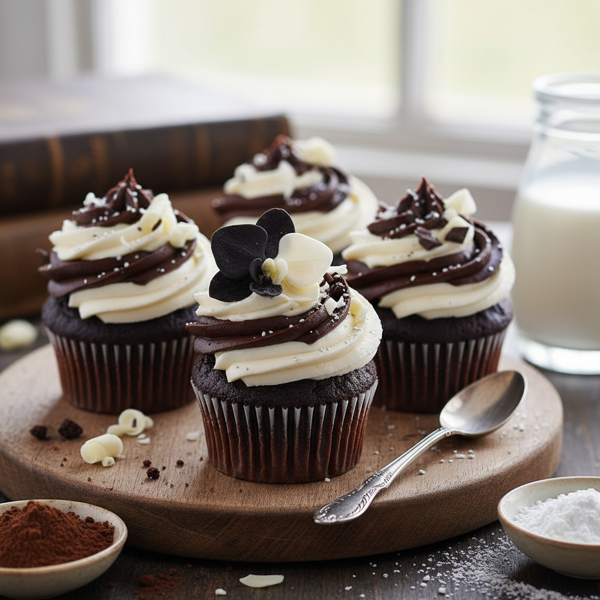 Decadent Black and White Cream Cheese Cupcakes recipe