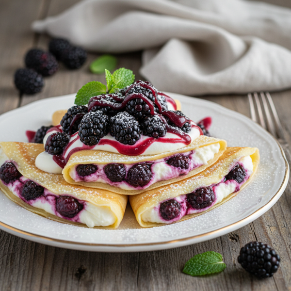 Decadent Blackberry Cream Cheese Crepes recipe