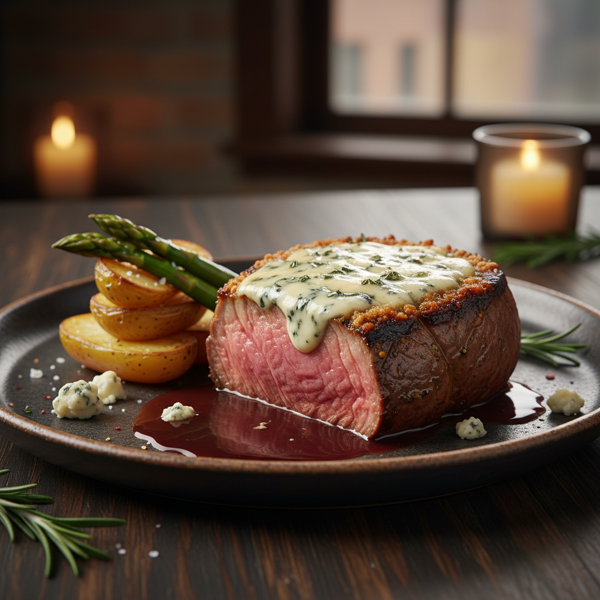 Decadent Blue Cheese Crusted Filet Mignon recipe