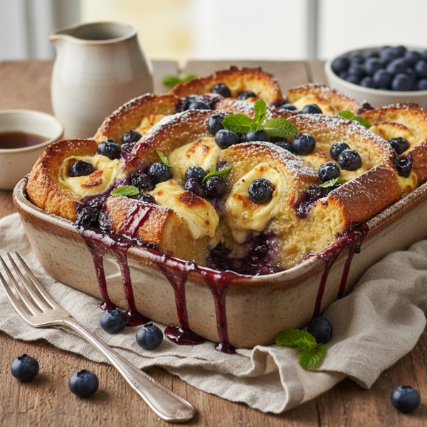 Decadent Blueberry Cream Cheese French Toast Casserole recipe