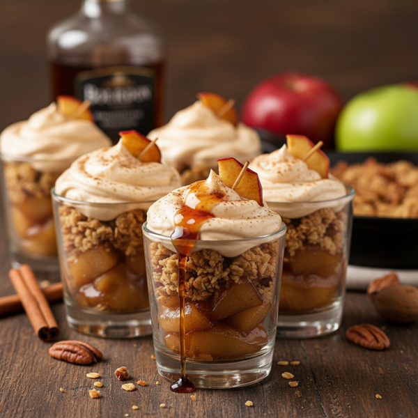 Decadent Bourbon Apple Crisp Shooters with Creamy Bourbon Whip recipe