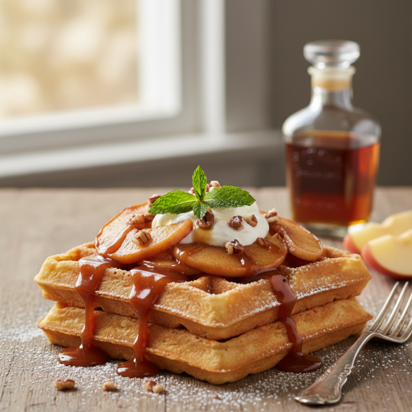 Decadent Bourbon Caramelized Apple Waffles recipe