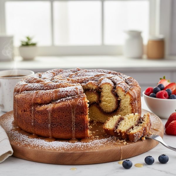 Decadent Breakfast Cake with Cinnamon Swirl recipe