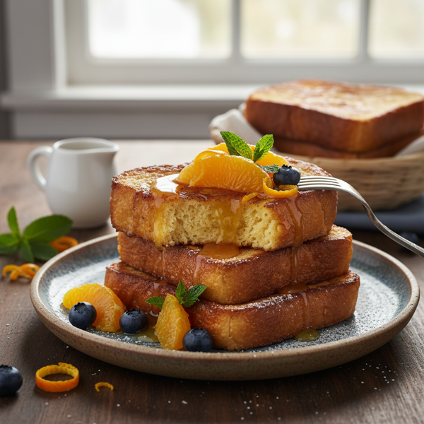 Decadent Brioche French Toast with Fresh Orange Syrup recipe