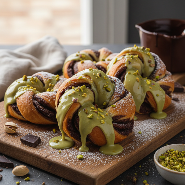 Decadent Brownie Babka Doughnuts with Pistachio Drizzle recipe