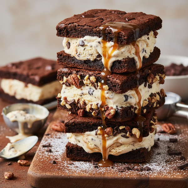 Decadent Brownie Ice Cream Delight Sandwiches recipe