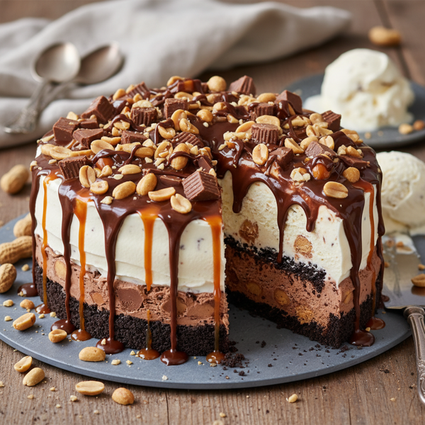 Decadent Buster Bar Ice Cream Cake recipe