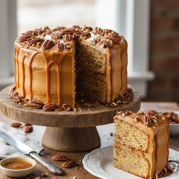 Decadent Butter Pecan Delight Cake recipe