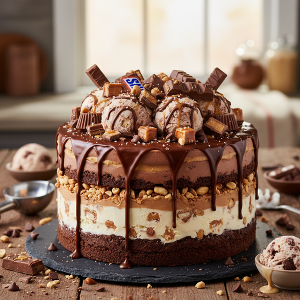 Decadent Candy Bar Ice Cream Layer Cake recipe