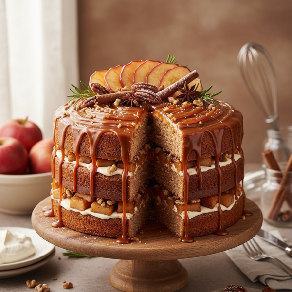 Decadent Caramel Apple Cinnamon Delight Cake recipe